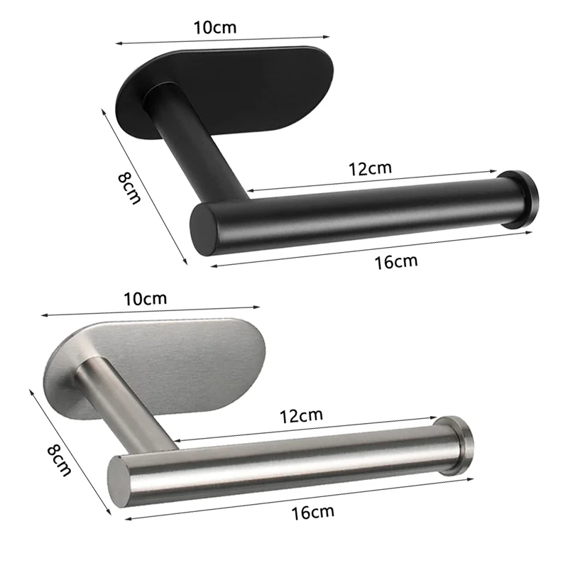 Stainless Steel No Punching Wall Mounted Toilet Paper Holder, Rustproof Bathroom Kitchen Roll Paper Holder