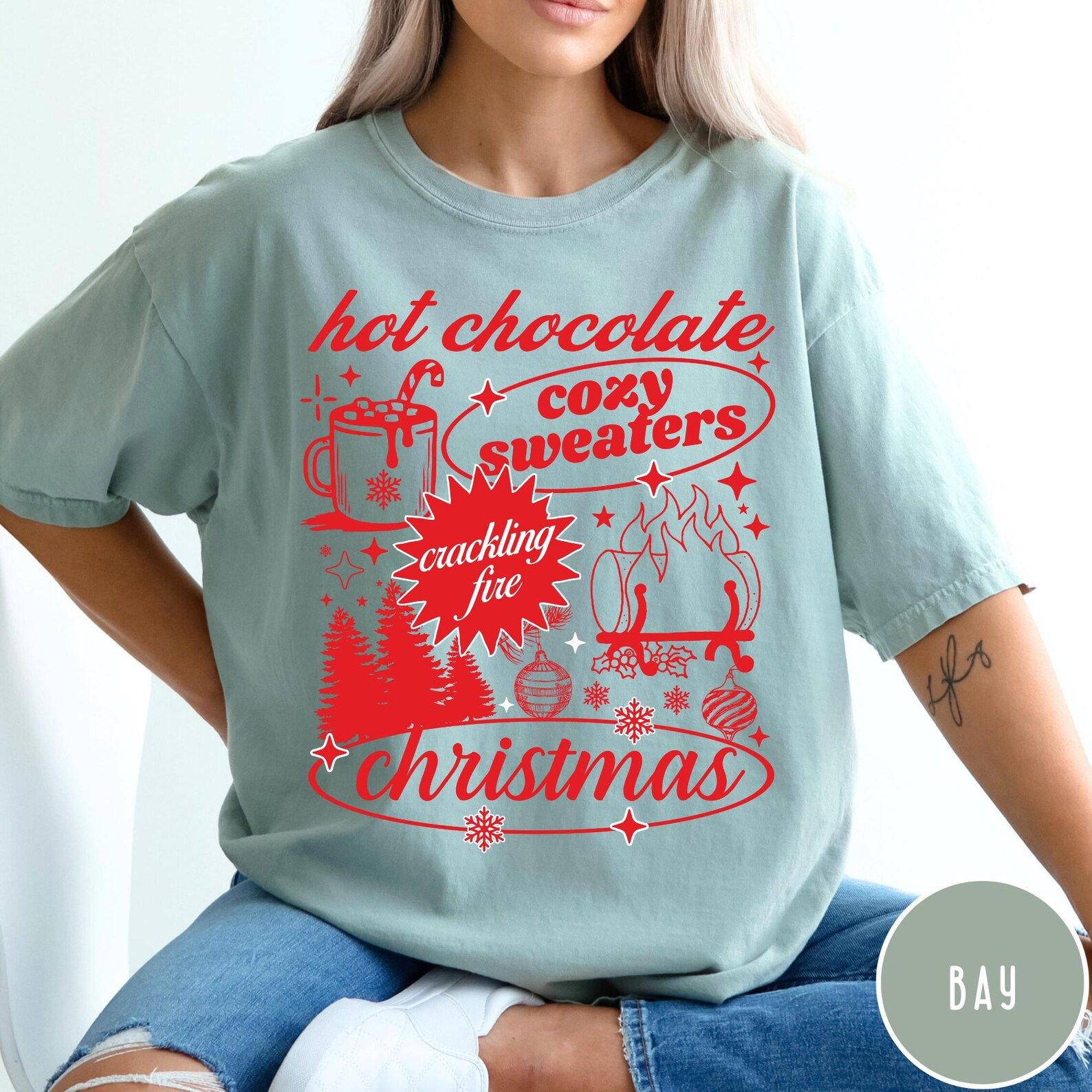 Vintage Christmas Comfort Colors T-Shirt, Women's Christmas Retro Shirt, Trendy Holiday Tee, Cute Christmas Tshirt