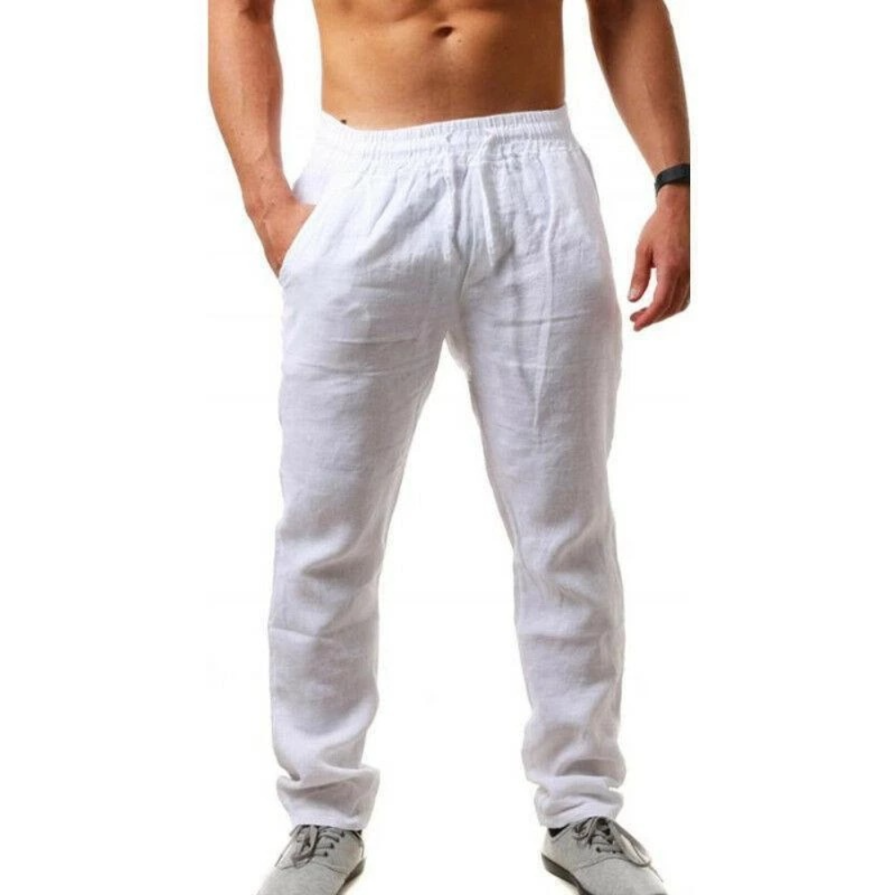 Mens Cotton Linen Pants for Autumn New Breathable Solid Color Linen Trousers for Fitness & Streetwear