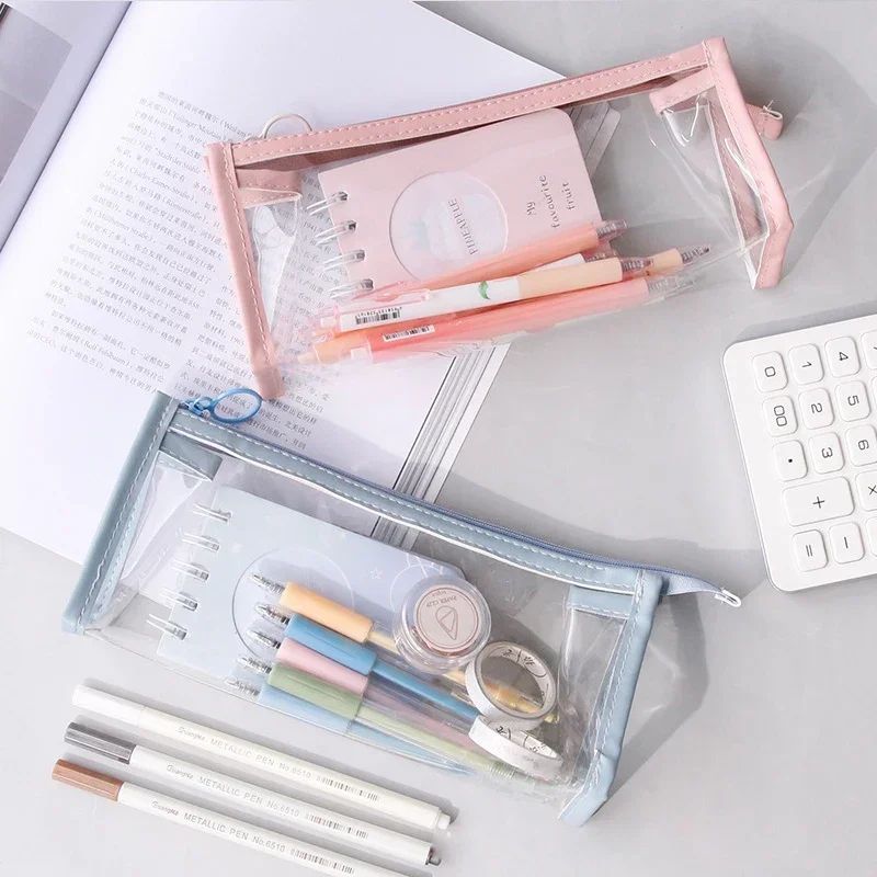 Kawaii Transparent pencil case Large Capacity Clear Stationery Organizer Pouch
