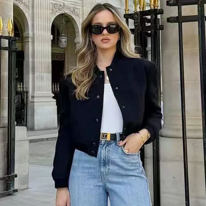Soft Tweed Crop Bomber Jacket