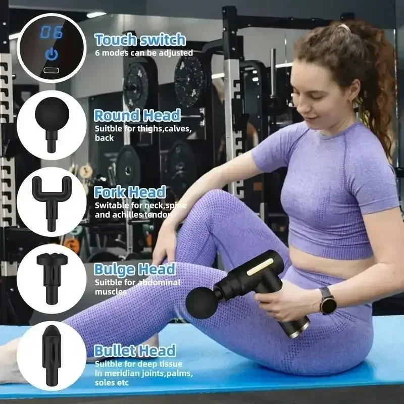 Massage Fitness Equipment Neck Grab Fascia Gun, USB Mini Muscle Relaxation Vibrating Gun Rod