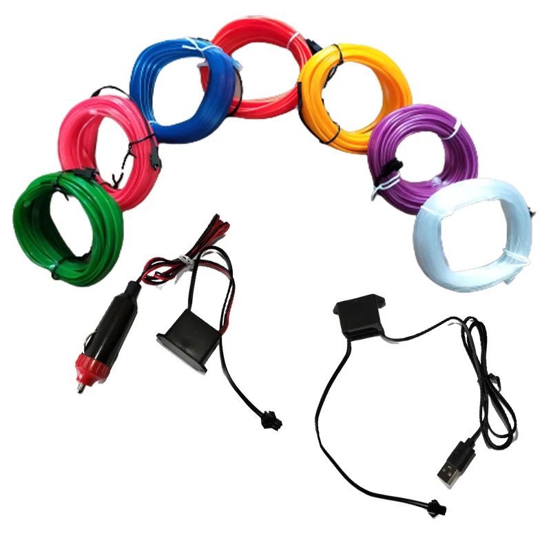 USB Neon LED Car Interior Light Strip Flexible Ambient Lighting