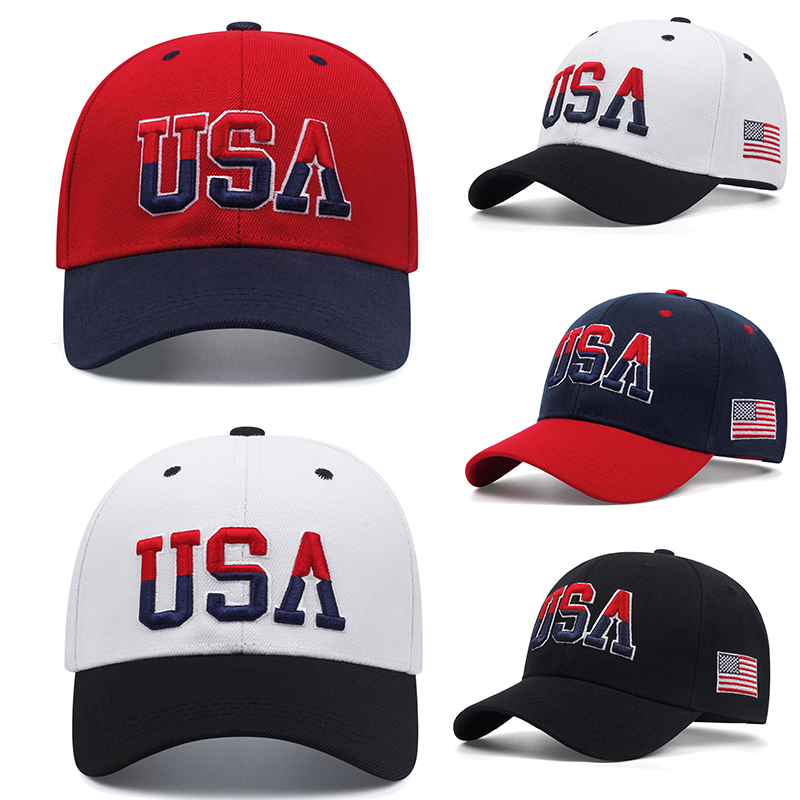 USA Side Flag American Flag Baseball Cap Adjustable Unisex Hip Hop Hat