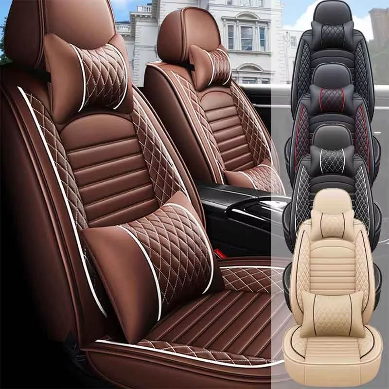 LuxRide PU Leather Car Seat Covers – Universal 5-Seat Full Set for Sedans and SUVs