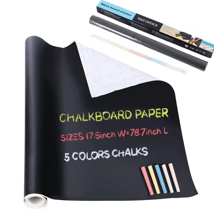 Erasable Chalkboard Wall Sticker Roll – Large DIY Blackboard Decal for Kids & Home (45x200cm)