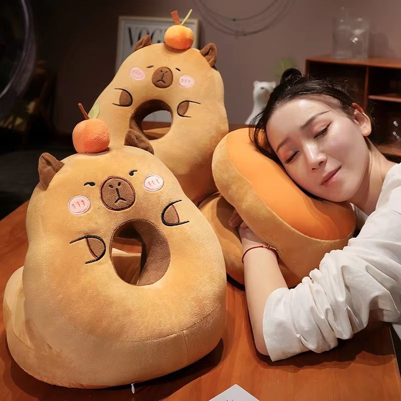 Capybara Plush Sleeping Pillow Cute Cartoon Capibara Cushion for Home and Office Chair