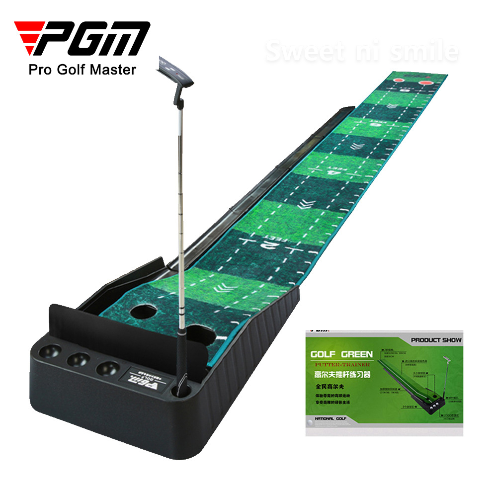Mini Golf Putting Green Fairway Mat with Ball Return, Golf Putting Mat & Golf Putter Trainer Green Carpet Practice Set