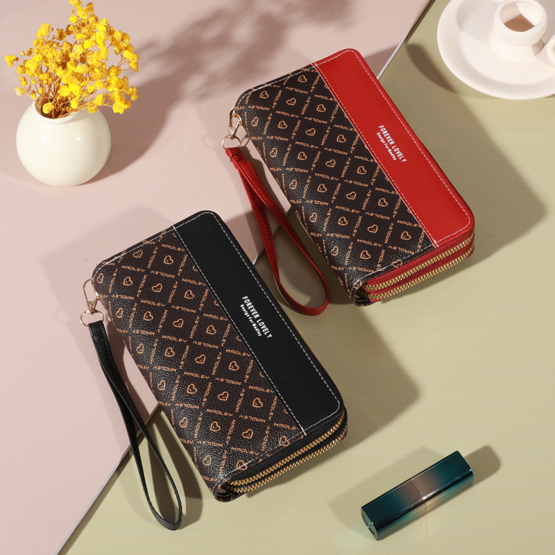 Elegant Large Capacity Wallet Clutch Zippered Card Holder with Multiple Compartments