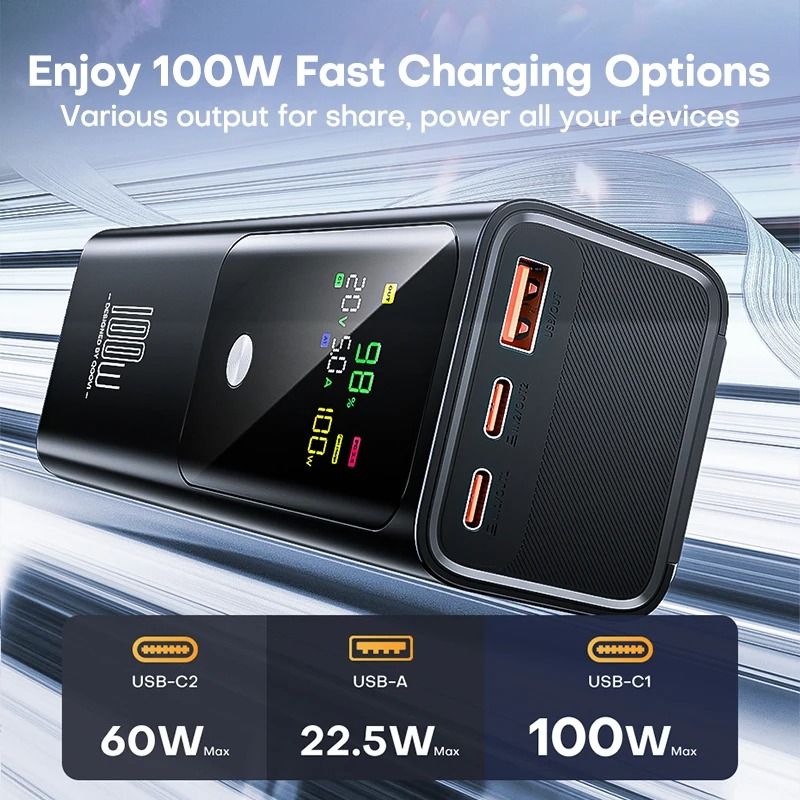 QOOVI PD 100W Power Bank – 20000mAh High-Capacity Fast Charger for Laptops, iPhone & Samsung