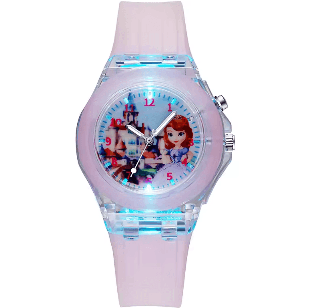 Disney Frozen Kids Light-Up Watch – Princess Elsa Silicone Strap Cartoon Wristwatch