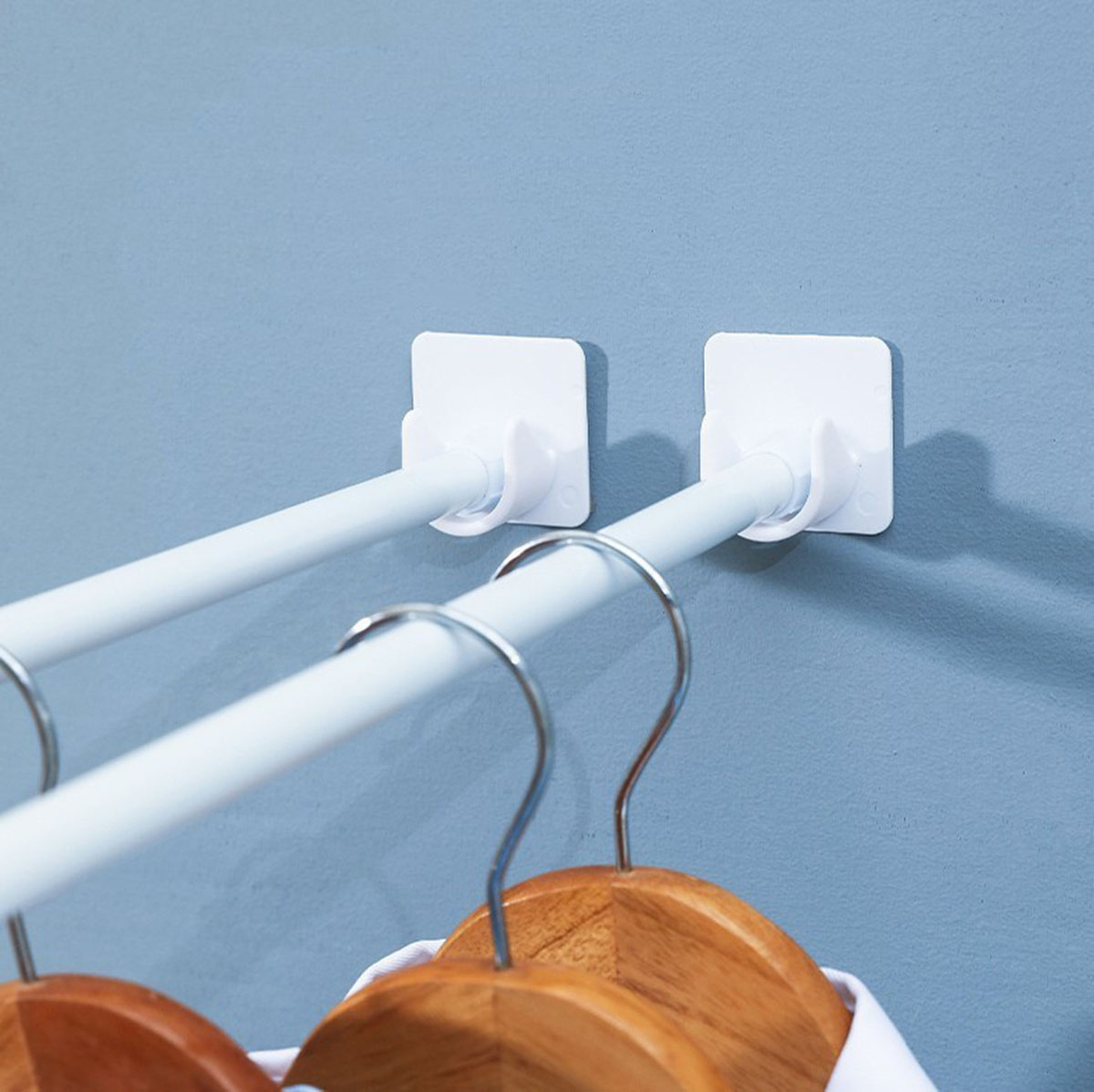 Adjustable Curtain Rod Bracket Holders Hooks Self-adhesive Punch-free Curtain Fixing Clip Household Pole Support