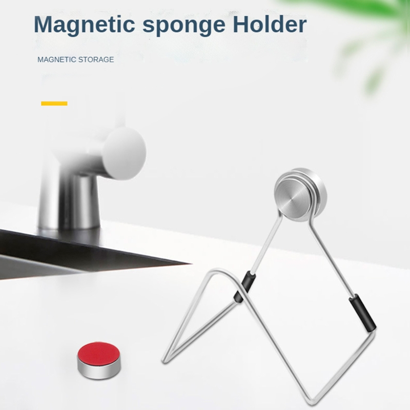 Dish Drainer Kitchen, Stainless Steel Drain Rack, Magnetic Sponge Holder for Kitchen Sink