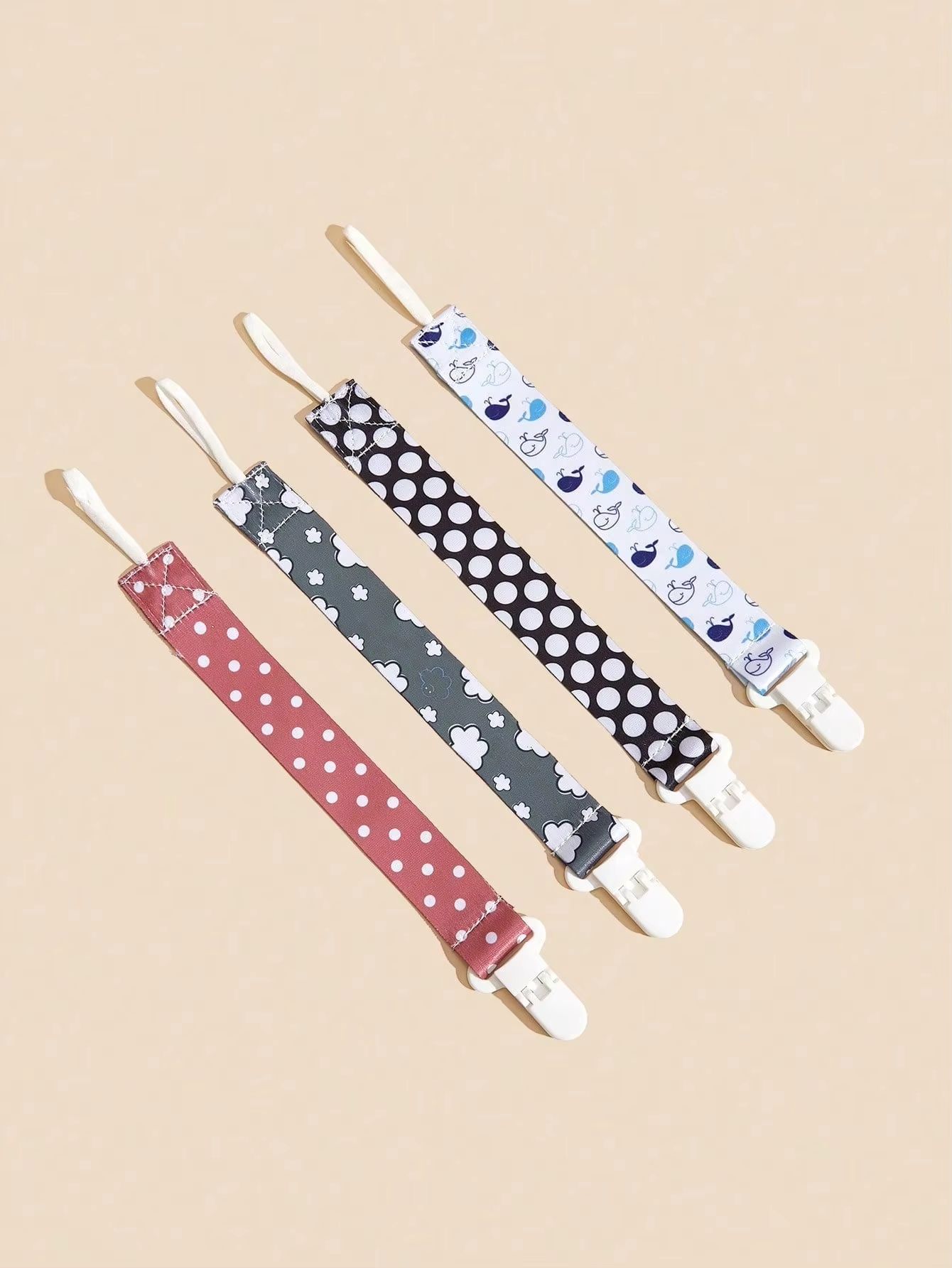 4-Piece Baby Pacifier Holder Clips with Universal Soother Chains