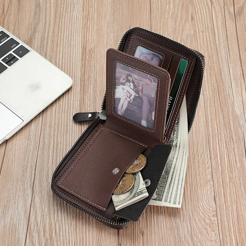 Luxury Mens Leather Wallet with RFID & Coin Pocket