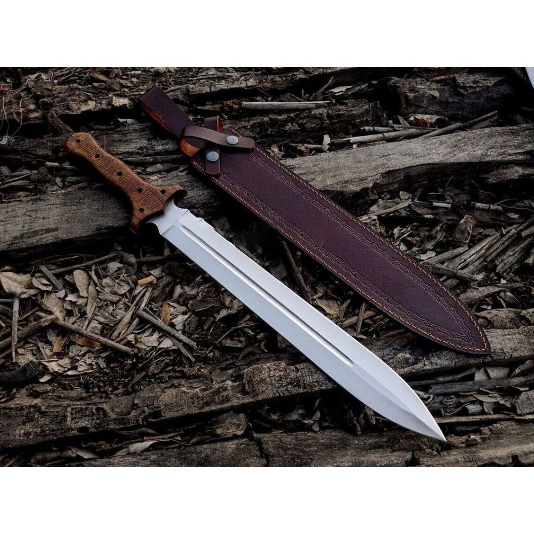 Full Tang Handmade Sword D2 Tool Steel Hunting Fixed Blade Sword Viking Outdoor