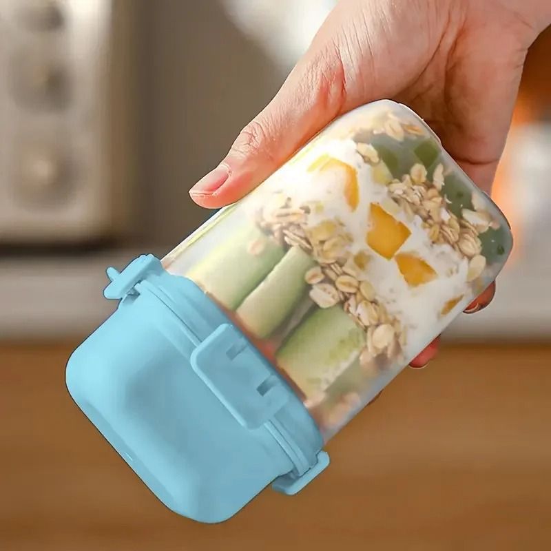 Double-Layer 580ML Salad and Yogurt Cup with Ice Grids and Integrated Spoon