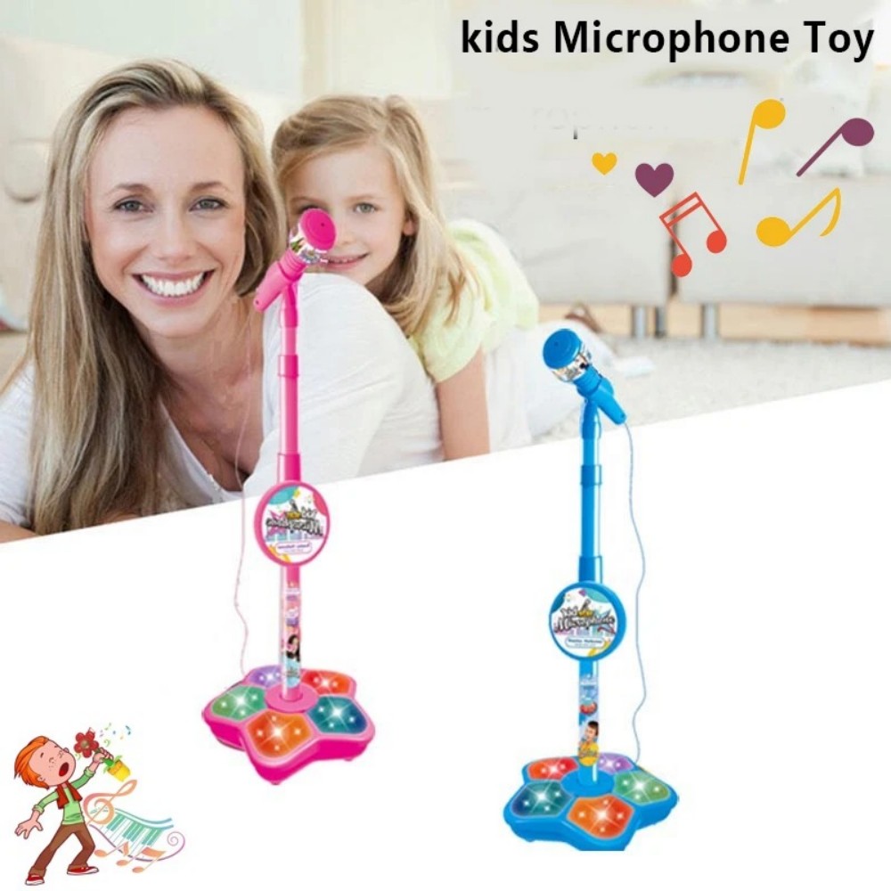 Kids Karaoke Microphone with Stand, Rocking-Roll Music Instrument, Educational Toy, Gift for Boys and Girls