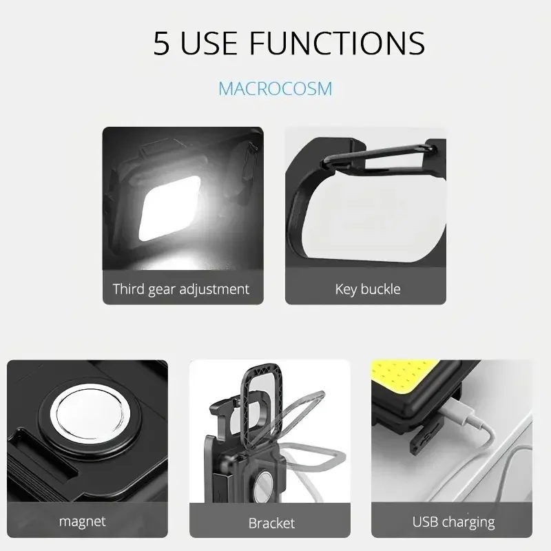 Mini High Bright Camping Lights, Convenient Keychain Multi-function Rechargeable Emergency Light