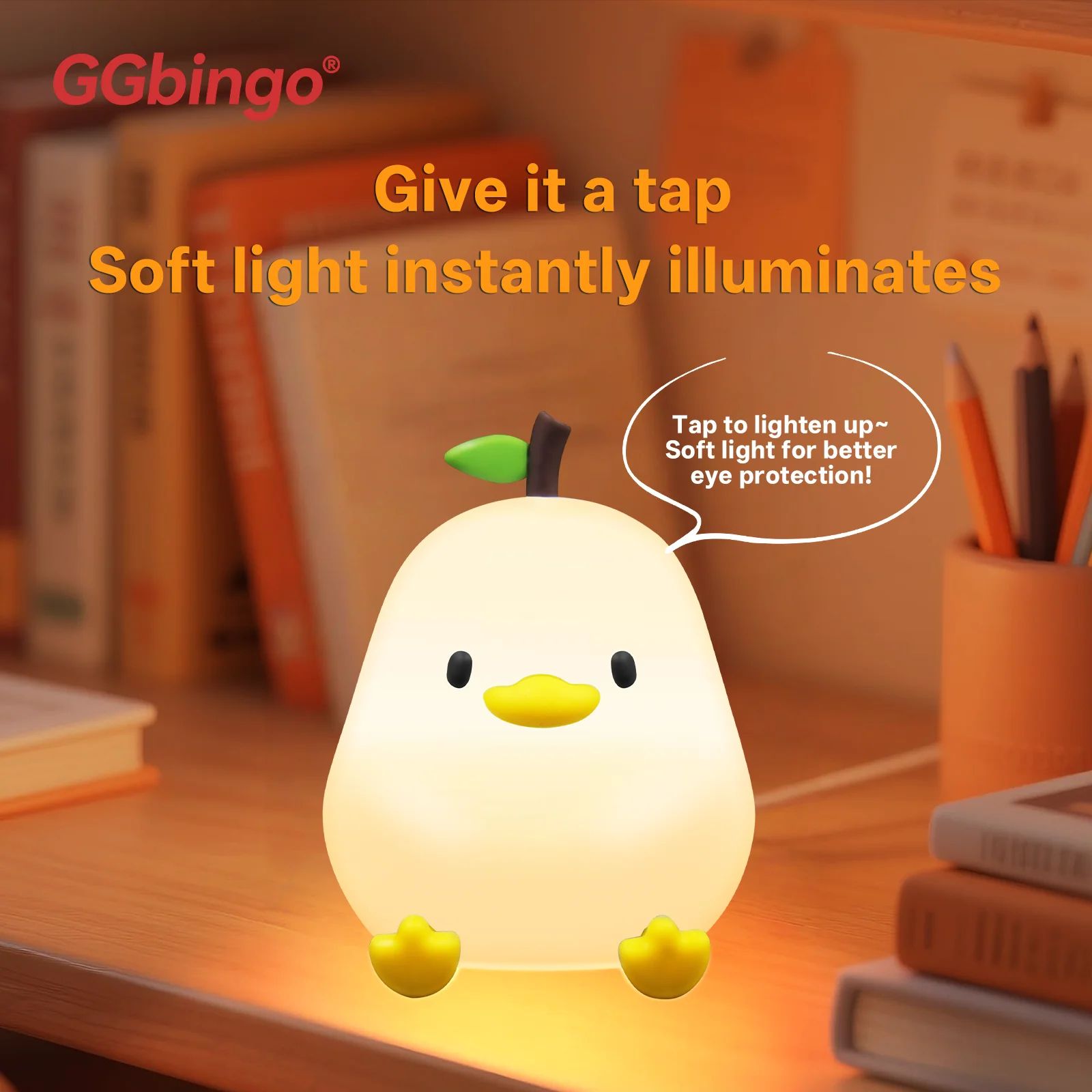 Cute Pear Duck Night Light Touch Control Silicone Lamp