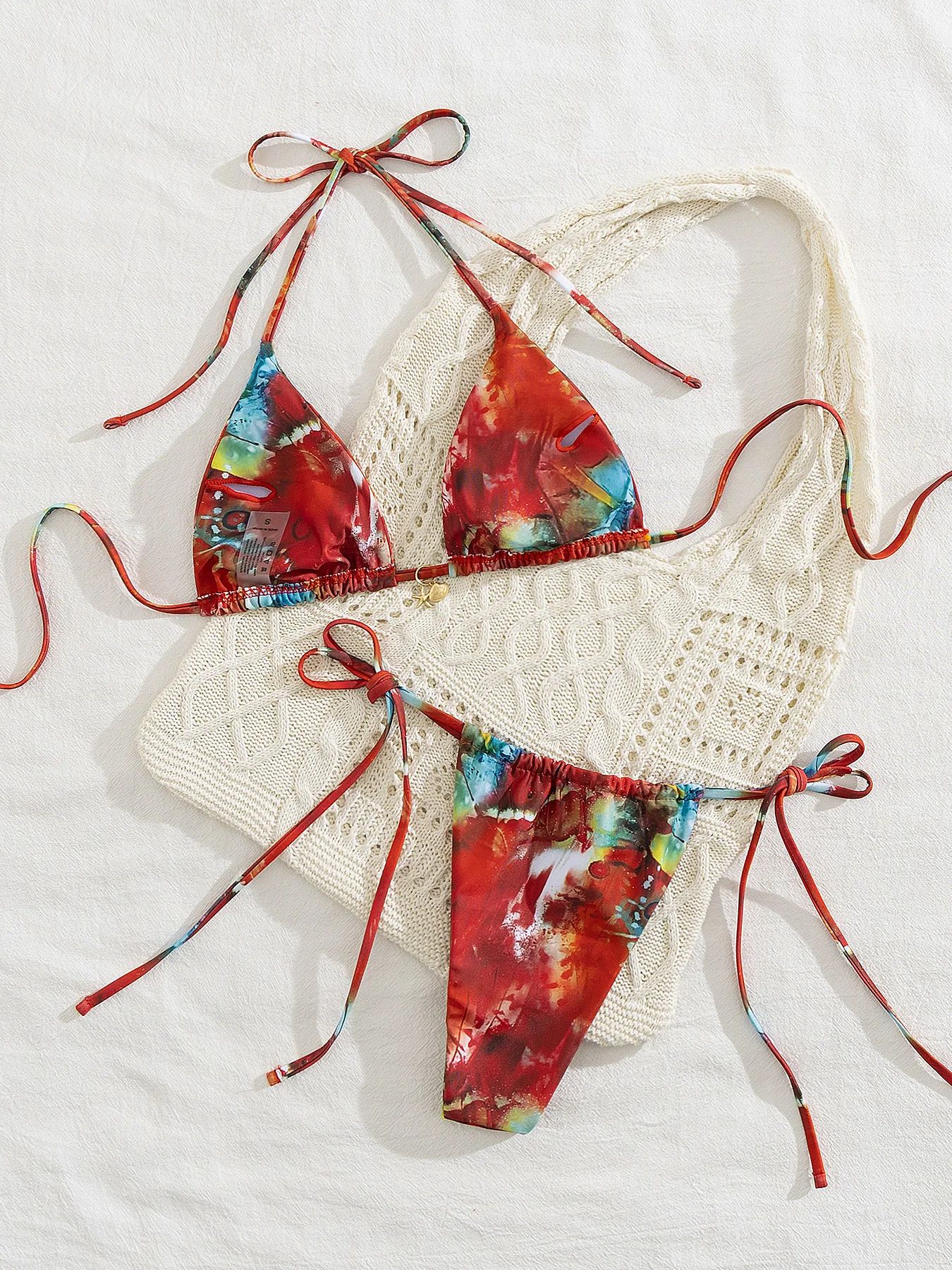 2025 Trend Triangle Striped Micro Bikini Set Women Sexy Swimwear