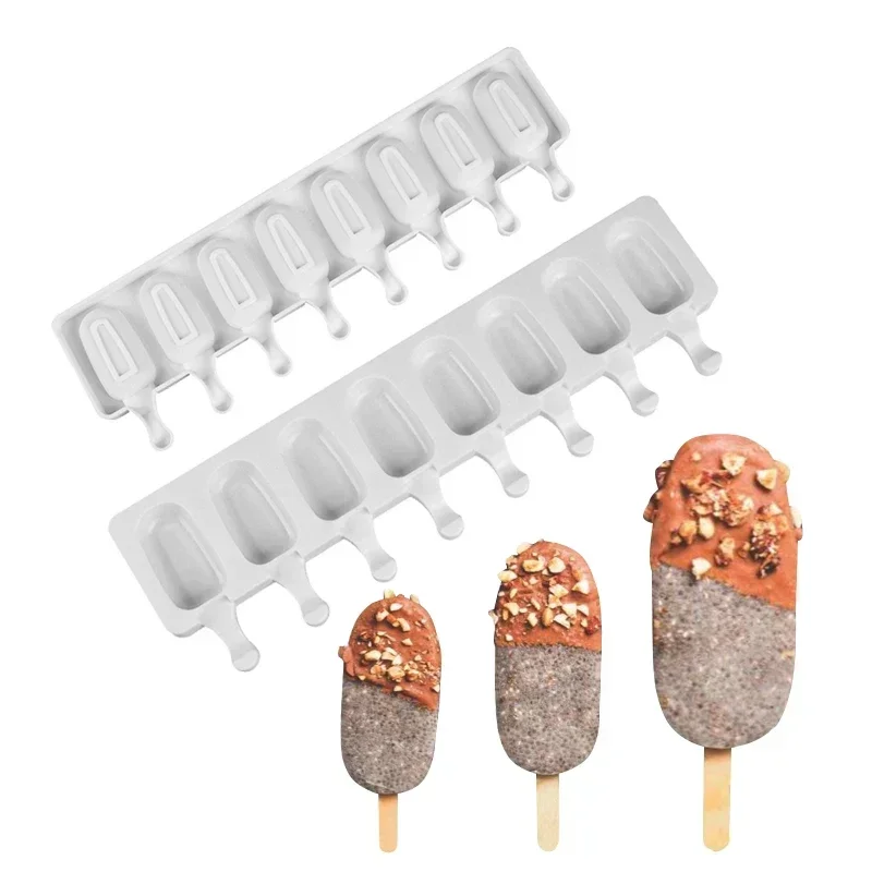 Hole Silicone Popsicle Molds for DIY Homemade Desserts – Freezer-Friendly Ice Cream Maker with Sticks