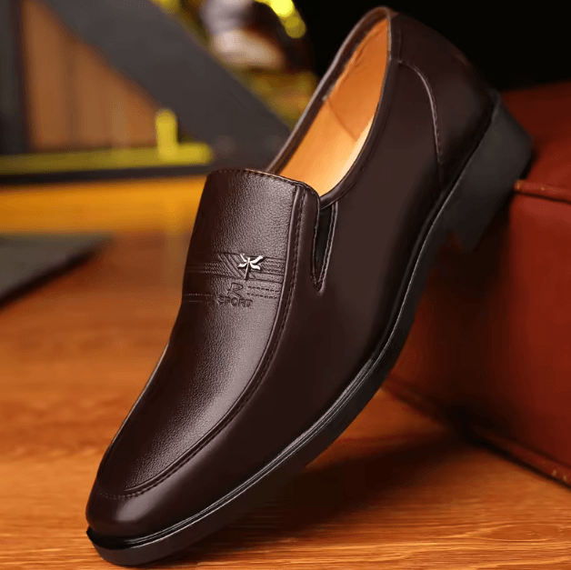 Genuine Leather Mens Business Loafers Breathable Formal Slip On Driving Shoes