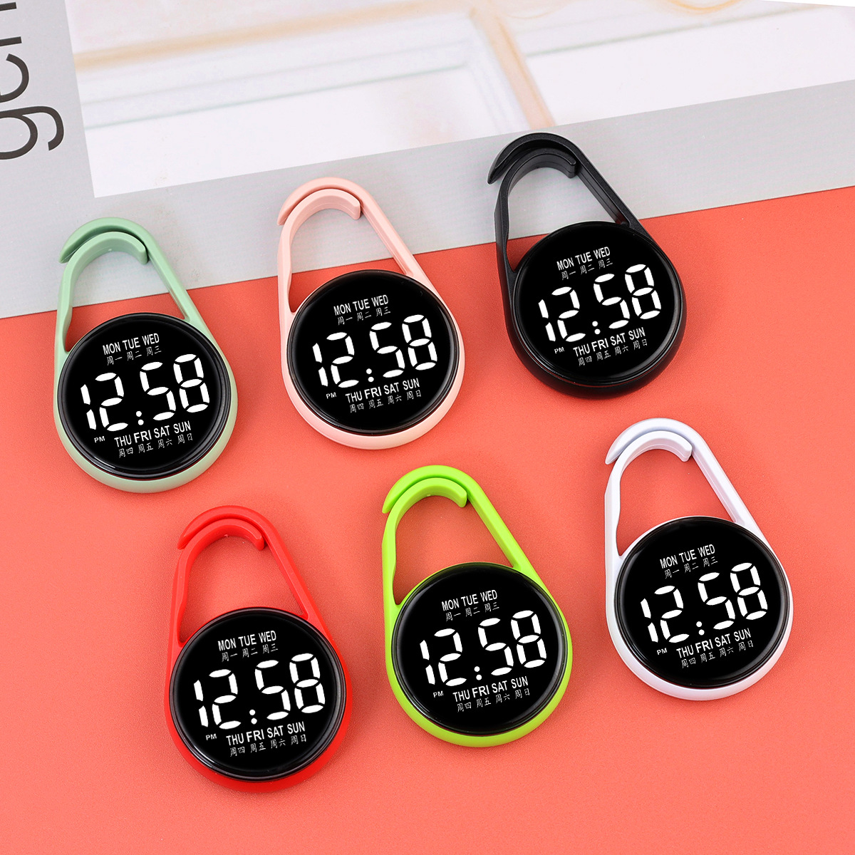 Digital LED Electronic Hanging Watch Night Light Pocket Watch