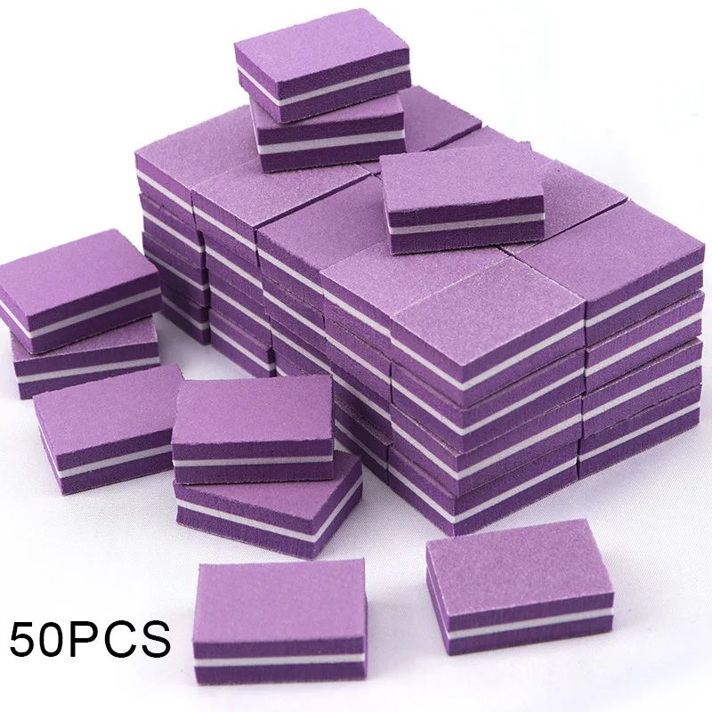 Mini Nail File Blocks Double Sided Sponge Nail Buffer Set 50 Pack