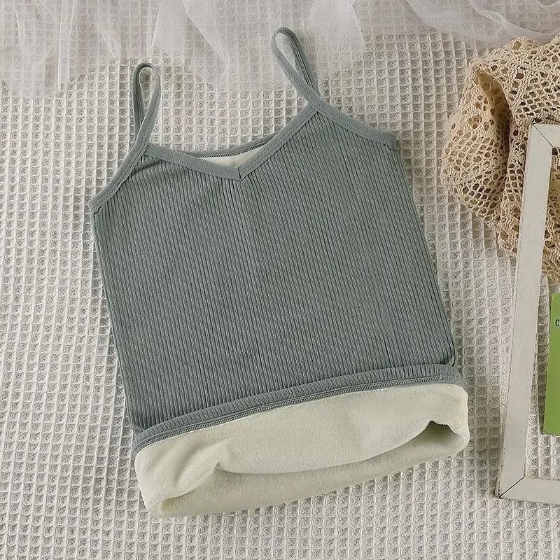 Women Winter Warm Sleeveless Thermal Top Soft Velvet Elastic Underwear Nightwear