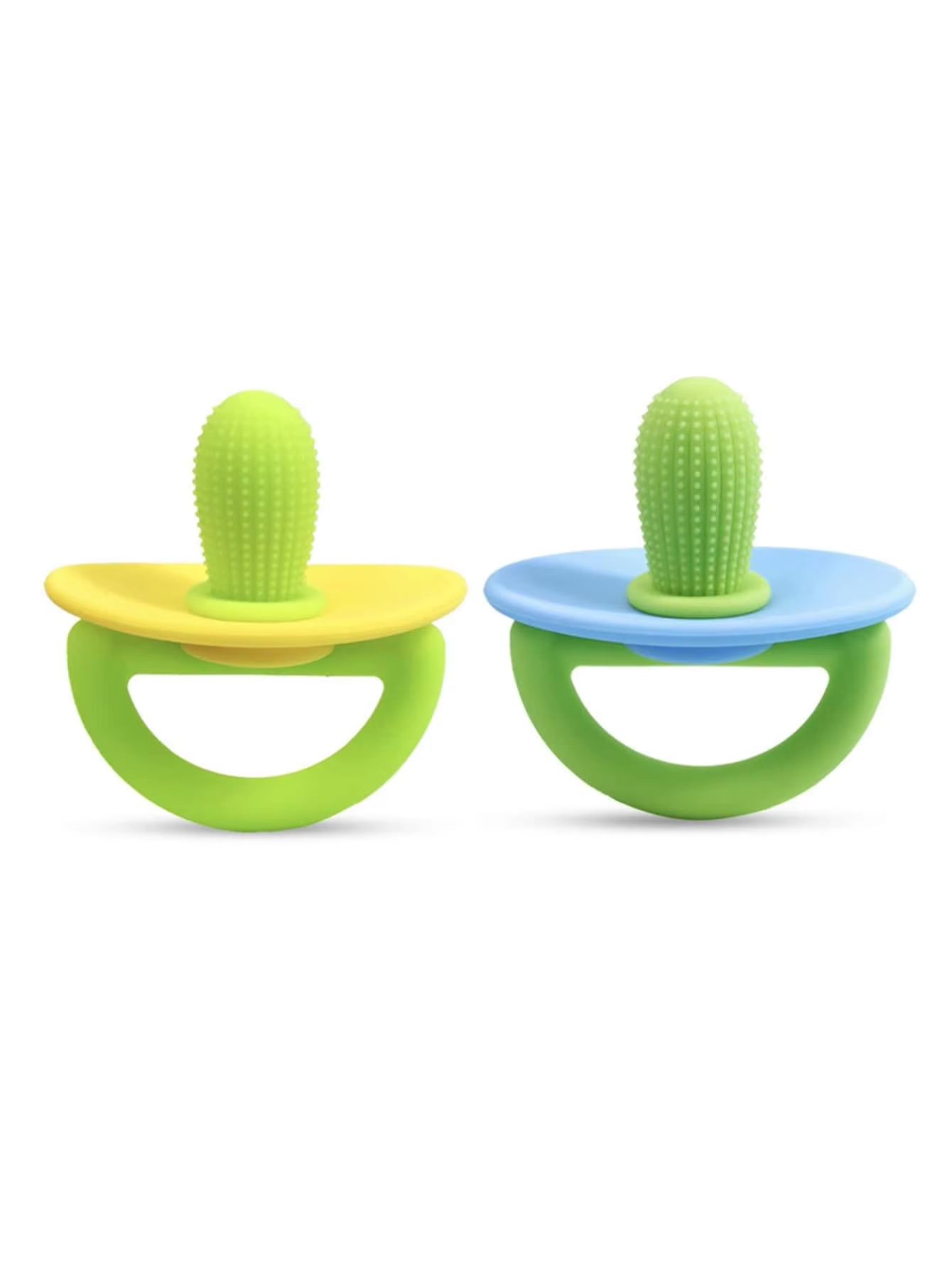 Soft Silicone Pacifier-Style Baby Teether Ring with Massage Dot