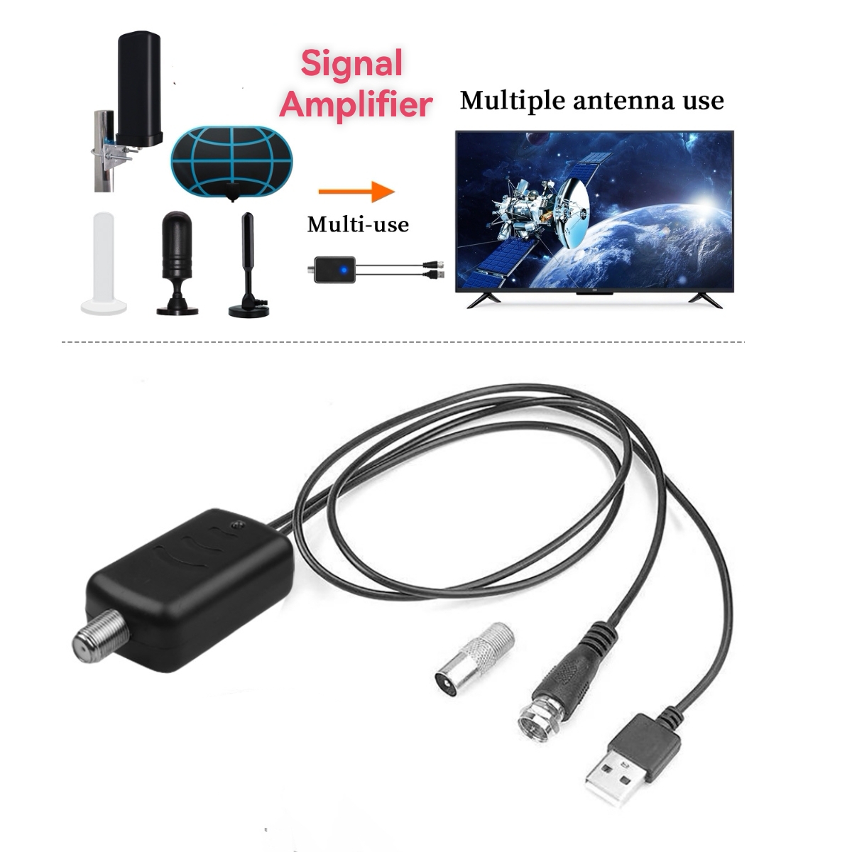 Enhance Signal Stability with High-Definition Digital TV Antenna Amplifier, Low-Noise Booster, High-Gain Signal Receiver