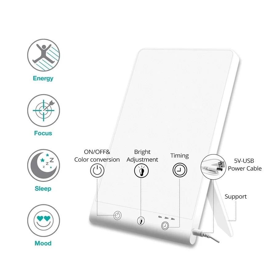 10,000 Lux SAD Light Therapy Lamp, Daylight Mood Booster 3200K, Touch Dimmable Winter Depression Light, Night Lamp