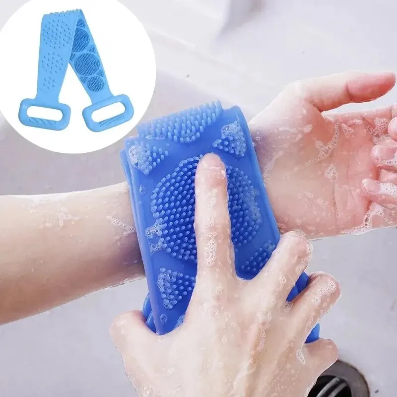Extended Skin Clean Brushes, Body Sponge Silicone Back Brushes, Rubbing Back Peeling Massage Shower Belt