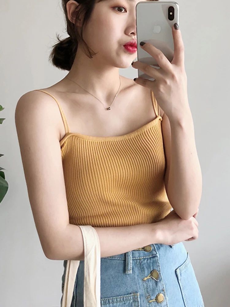 Women's Casual Halter Crop Top – Backless Slim Strap Summer Cami