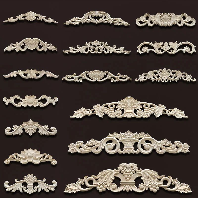 Vintage Floral Wood Appliques for Furniture Decoration