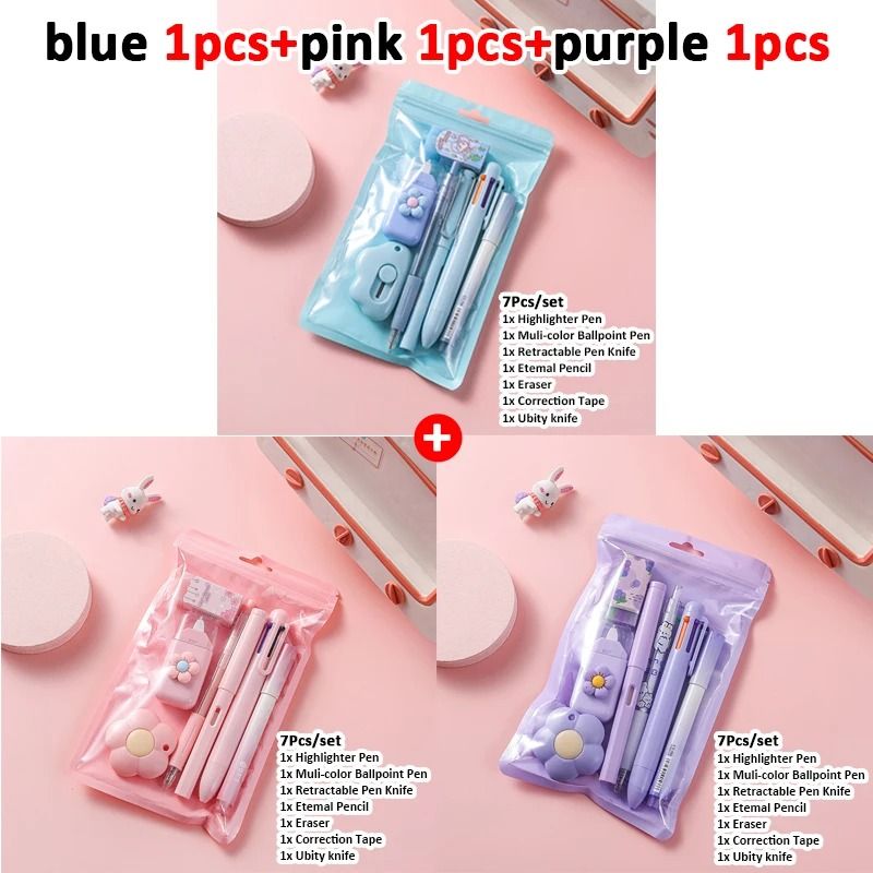 7 in 1 School Stationery Set Complete Student Supplies Gift Kit