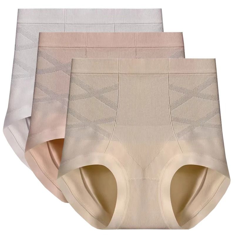 Womens High Waist Shaping Panties Seamless Breathable Slimming Underwear Three Piece Set