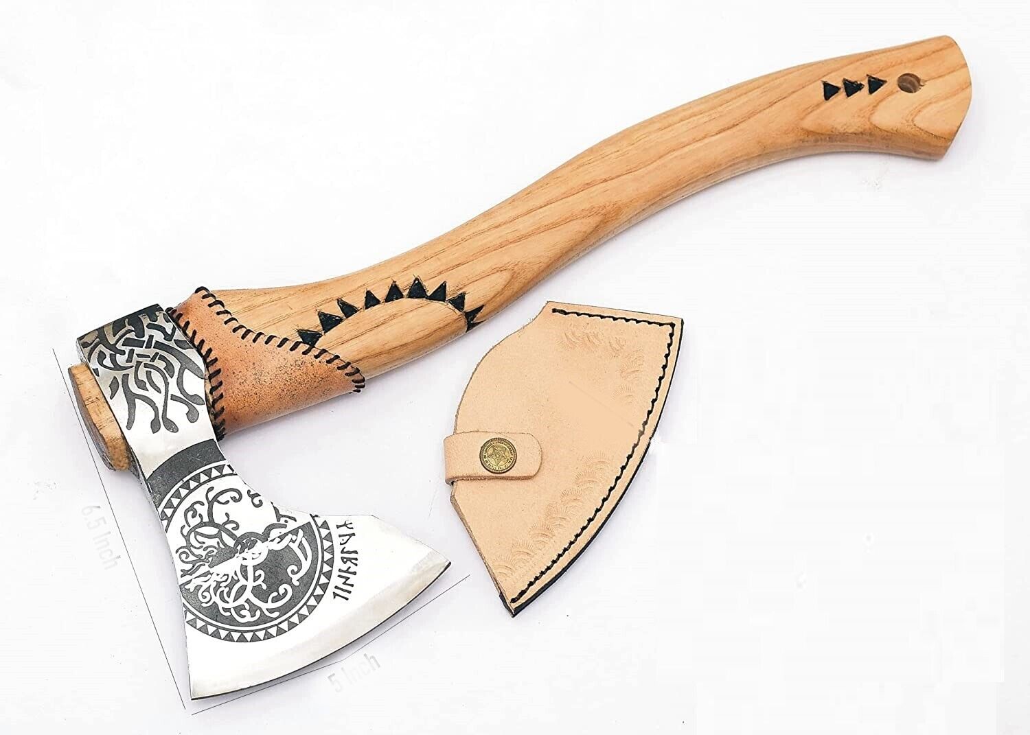 CHRISTMAS GIFT CUSTOM HANDMADE STEEL HATCHET TOMAHAWK VIKING AXE WRAPING LEATHER ON HANDLE