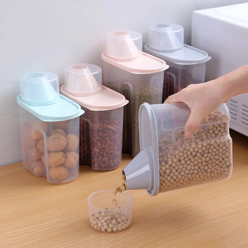 Household Kitchen Grain and Food Storage Box with Measuring Cup