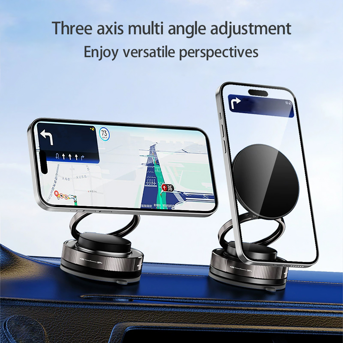 Magnetic Phone Holder for Car Adjustable Suction Cup Stand Rotation Easy Mounting for All Phones
