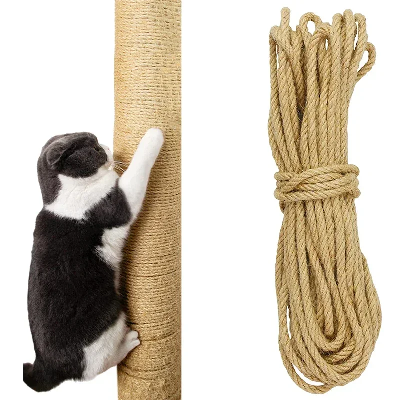 Natural Sisal Rope for Cat Tree, DIY Scratching Post Toy, Climbing Frame Replacement, Kitten Claw Scratch Furniture Rope