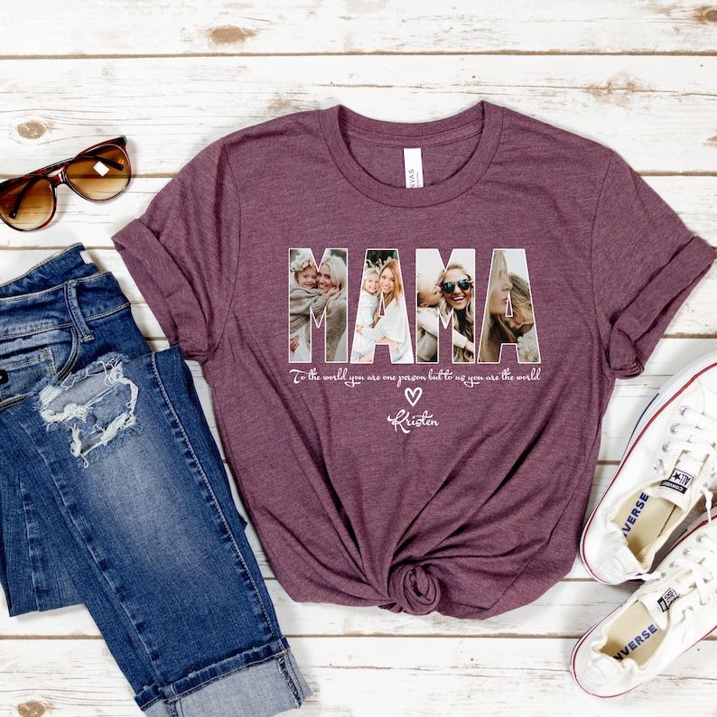 Custom Mama Photo Shirt Personalized Mother's Day Gift, Customizable Mama Tee Grandma Gift