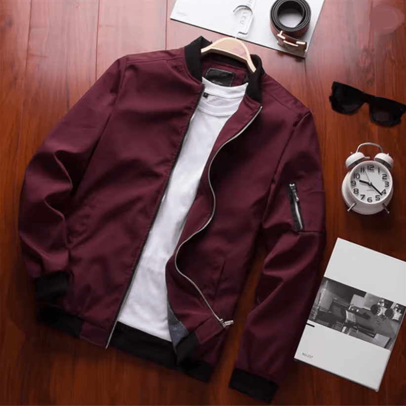 Mens Slim Bomber Jacket Lightweight Windbreaker with Zipper