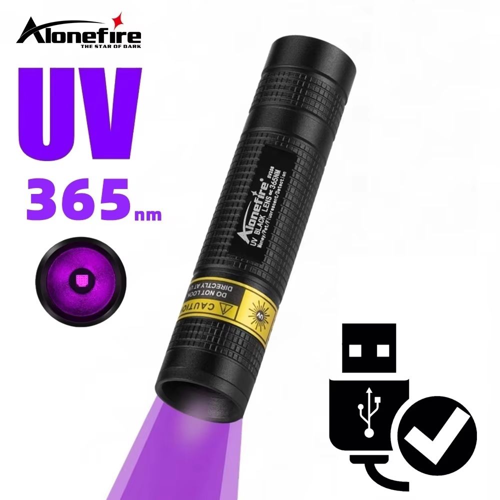 USB Rechargeable UV Flashlight 365nm – Mini Blacklight Detector for Pet Stains, Nail Curing & Money Verification