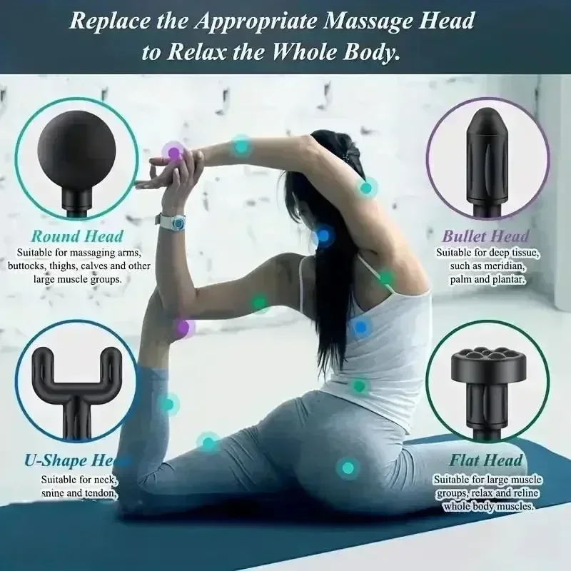 Massage Fitness Equipment Neck Grab Fascia Gun, USB Mini Muscle Relaxation Vibrating Gun Rod