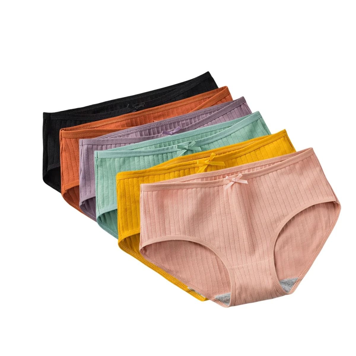 Womens Cotton Breathable Brief Underwear Soft Stretch Everyday Panties Six Piece Set