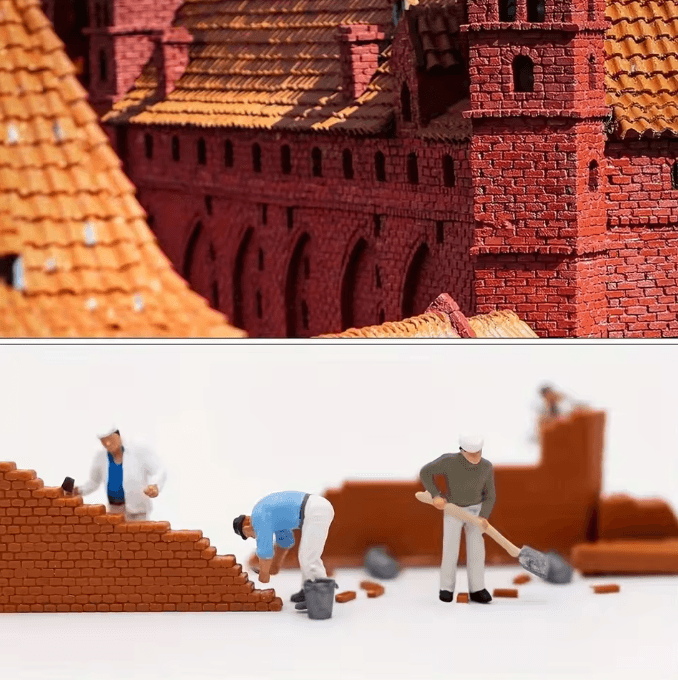 100PCS Mini Clay Brick Set for DIY Diorama & Architecture Model Display