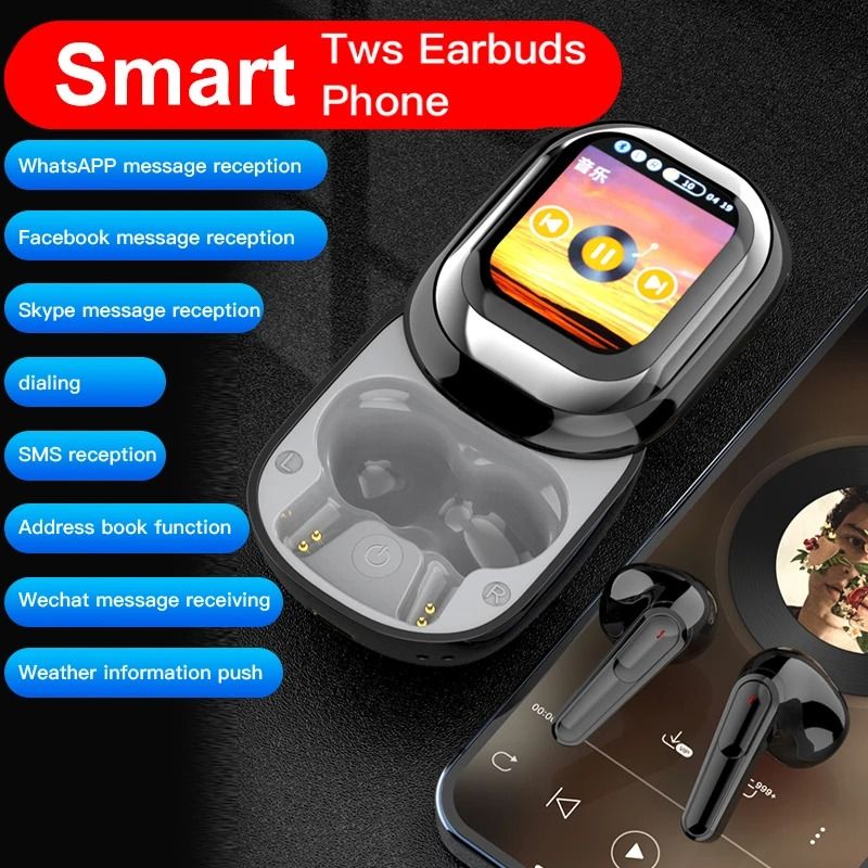 Smart Touch Screen LED TWS Earbuds with App Control and Wireless Charging Case