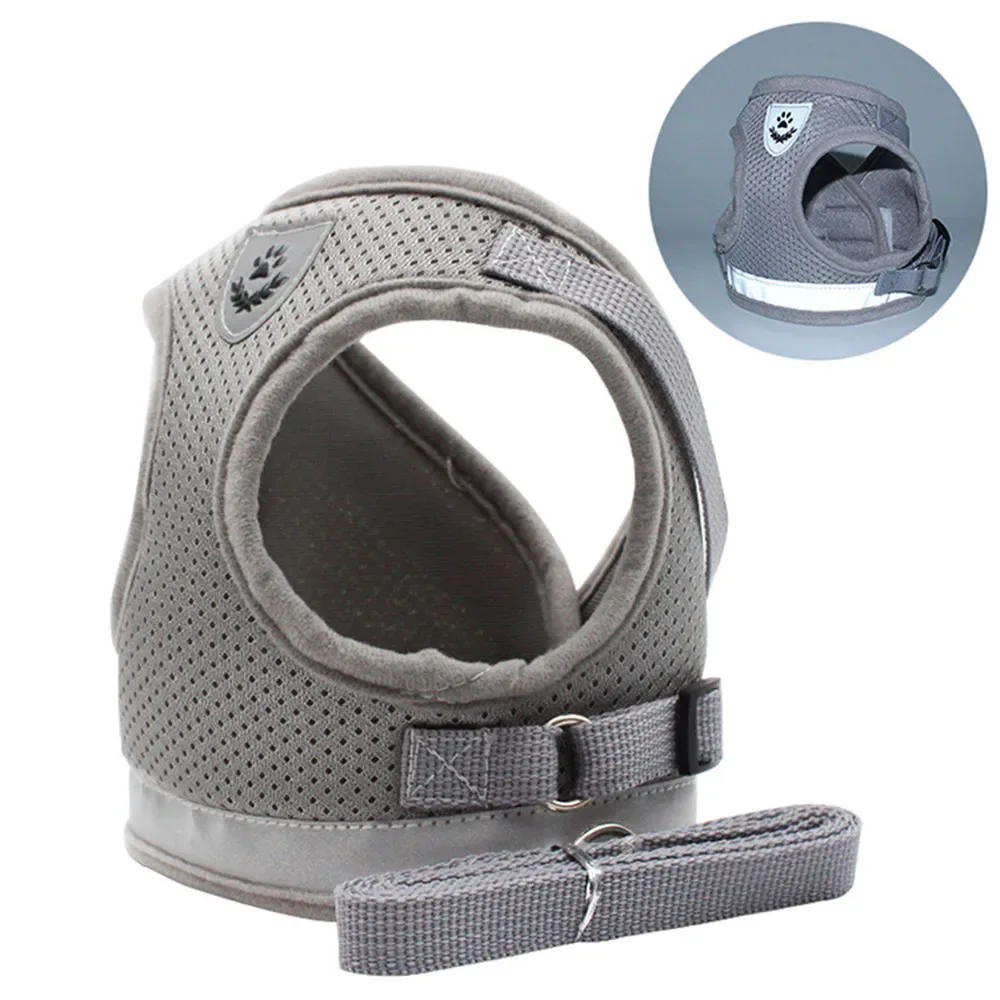 Reflective Adjustable Cat Harness Leash Set Mesh Vest Escape Proof Puppy Dog Collar